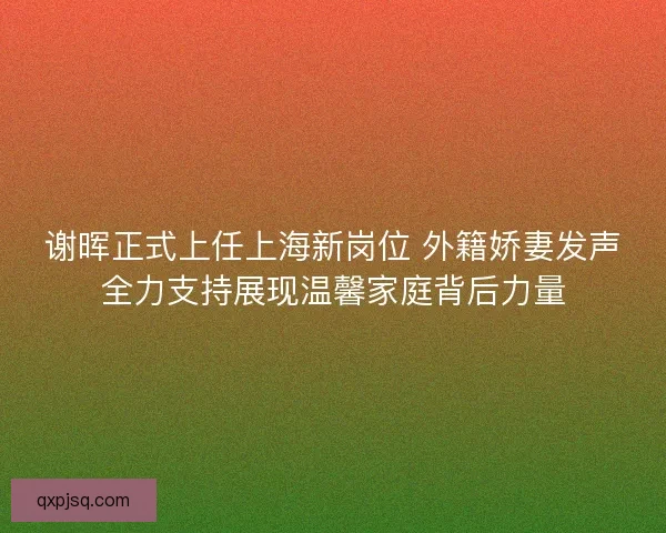 谢晖正式上任上海新岗位 外籍娇妻发声全力支持展现温馨家庭背后力量